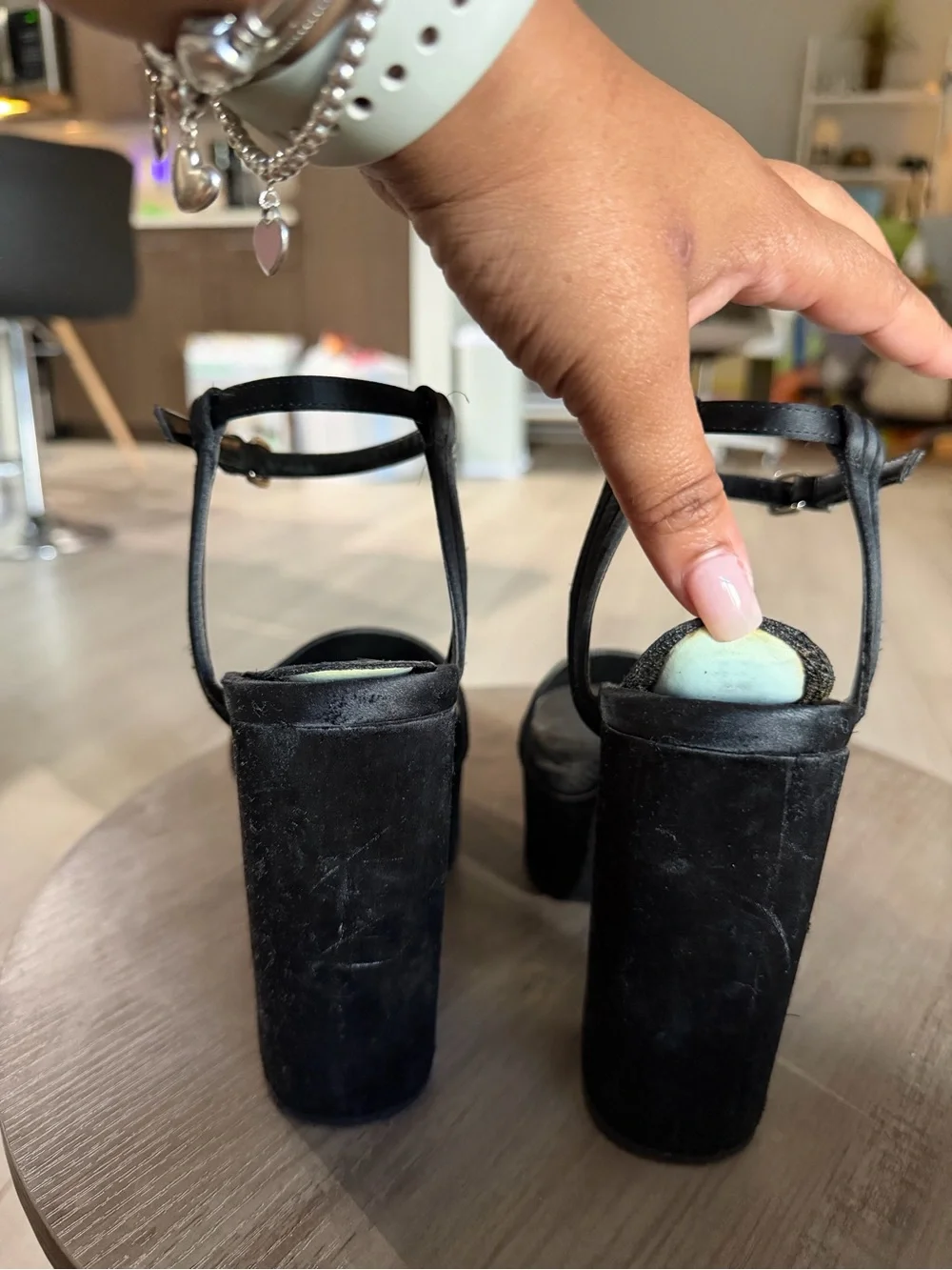 Topshop Black Suede Platform Block Heel Sandals